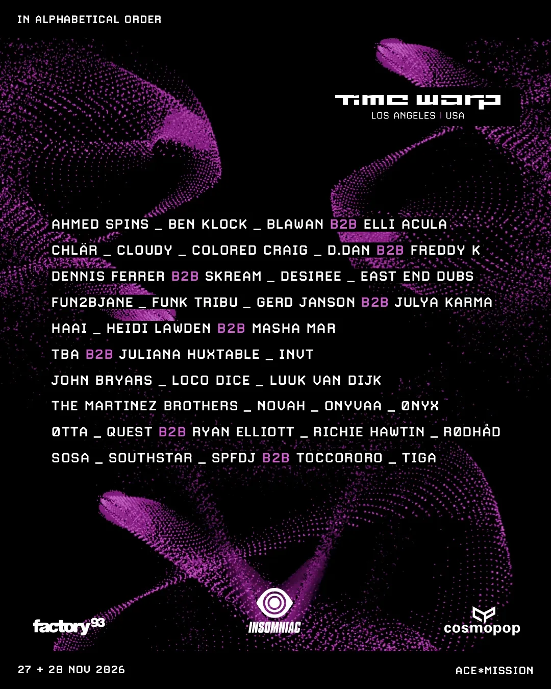 Time Warp Los Angeles 2026 official lineup poster