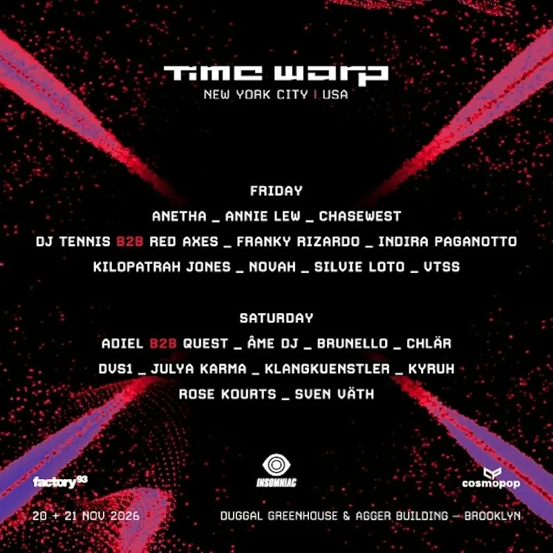 Time Warp New York 2026 official lineup poster